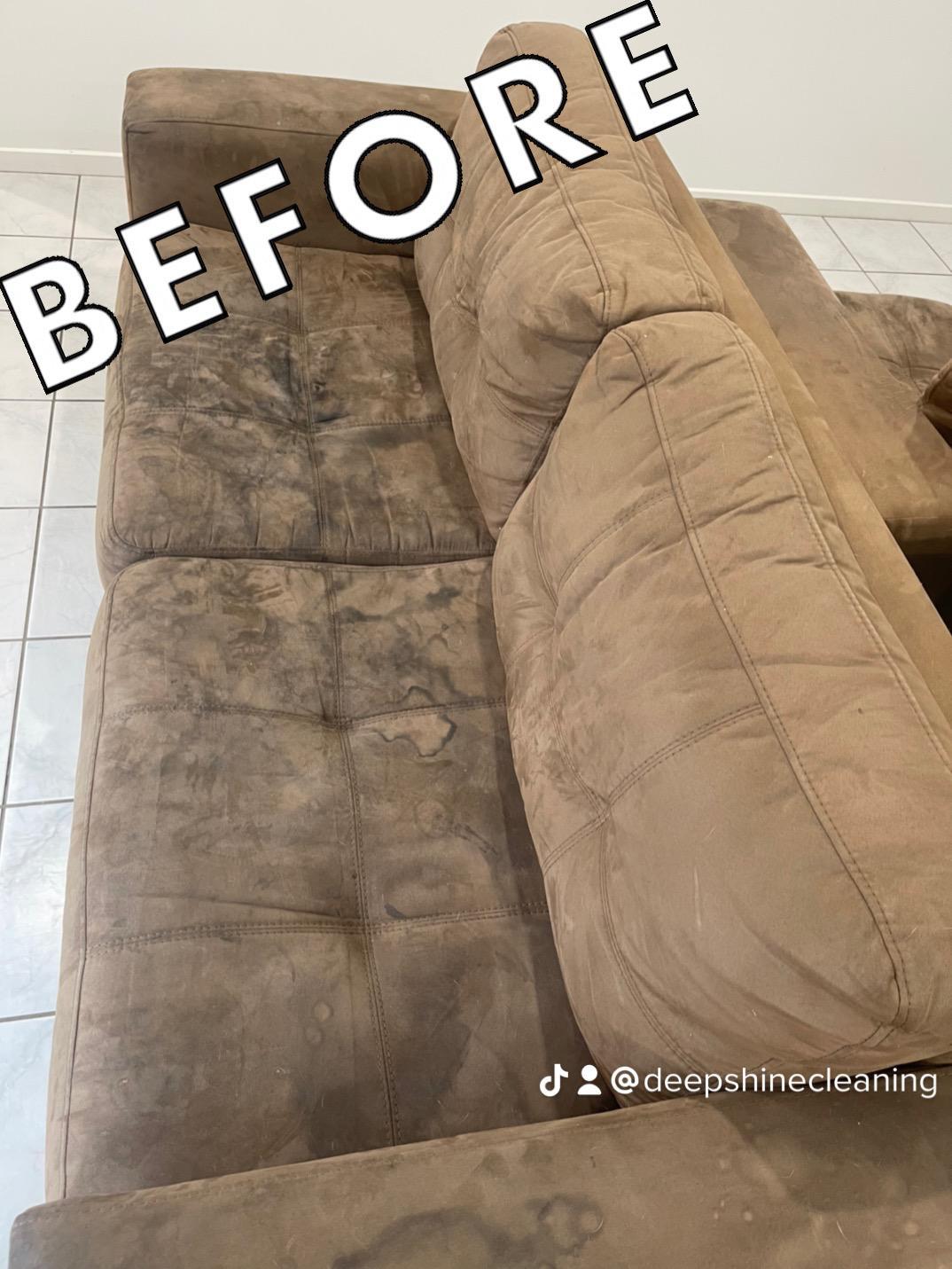 Dirty couch before cleaning.